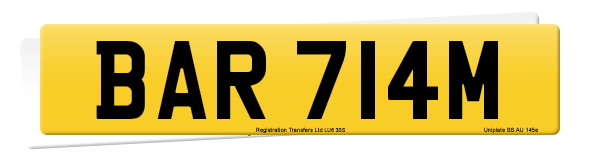 Registration number BAR 714M